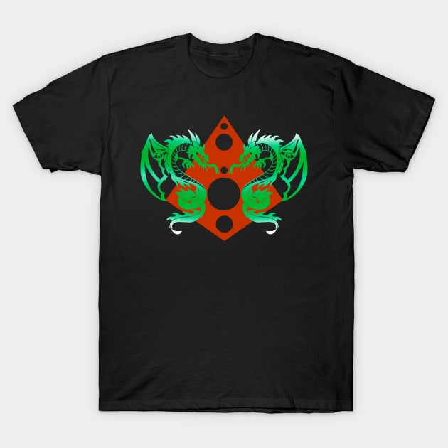 Green Dragons Pyramid T-Shirt by ZeichenbloQ